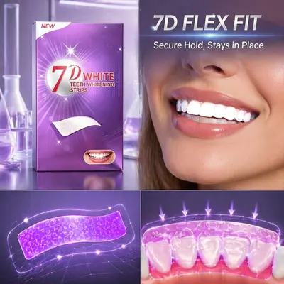 PAP Purple 7D Dental Strips Dry Strips WHITE STRIPS Teeth Whitening Strips Brightening Whitening Removes Yellowing Overseas Brightening Cross-border - 5