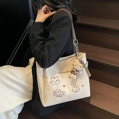 2025 sınır ötesi moda günlük tote çanta çok yönlü günlük kullanım koltuk altı çantası omuz çantası büyük kapasiteli öğrenci okul çantası
