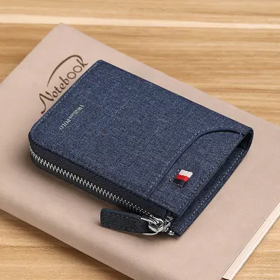Yinghuang Paolo Men's Short Canvas Wallet with Multiple Card Slots and Coin Pocket - 3