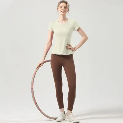 Yoga seti kadın kısa kollu fitness üstü profesyonel antrenman