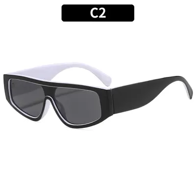 Square Sunglasses, Color-Block Design, Trendy Street Style - 7
