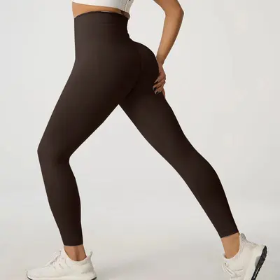 Sınır ötesi sonbahar ve kış şeftali rengi kalça toparlayıcı yoga pantolonu spor bisiklet pantolonu çabuk kuruyan fitness yoga kıyafeti yüksek belli dar kesim fitness pantolonu - 9
