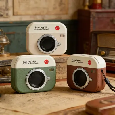 Retro-Bestseller Q86 TWS Noise-Cancelling Bluetooth-Kopfhörer mit ultra-langer Akkulaufzeit, In-Ear-Design mit kurzem Stiel, tragbar, kameradesign