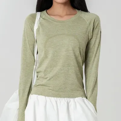 Autumn Round Neck Long Sleeve Running and Yoga Top, Nude Feel - 6