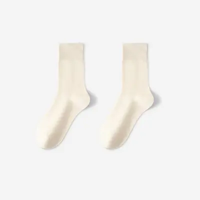 Women's Mid-Calf Socks, Pure White, Loose Cuff, Thin Summer Style - 8
