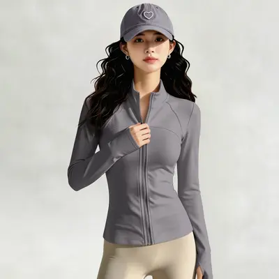 Women's yoga jacket, zip-up, slim fit - 8