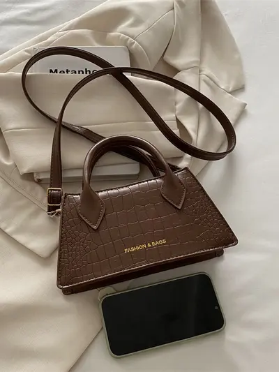 Women's Small Square Bag, Minimalist Design with Shoulder and Crossbody Strap - 4
