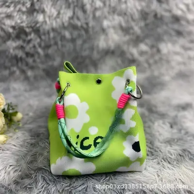 Gestrickte Damenhandtasche mit Ringgriff, kleine Stoff-Tote-Bag - 9