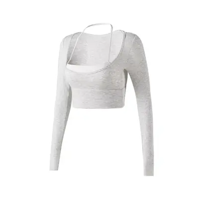 Long Sleeve Yoga Set, Contrast Color, Halter Neck, Breathable Pilates and Running Sportswe - 6