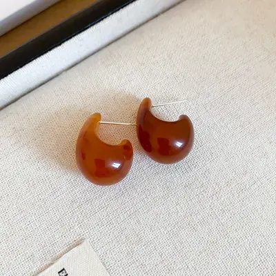 银针树脂不规则几何形镂空耳环轻奢高级感耳钉复古耳饰设计感小众 - 12