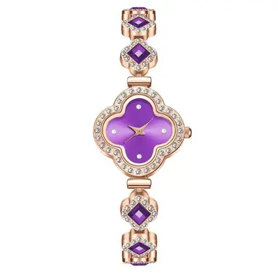 Luxus-Damenuhr mit Kleeblatt-Design und Diamanten - 11