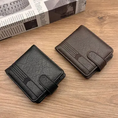Men's Retro PU Leather Short Wallet with Multiple Card Slots and Coin Pocket