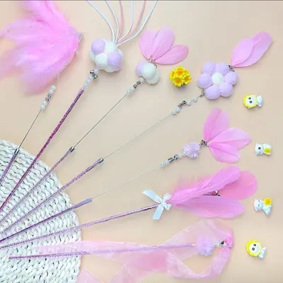 Fairy Cat Teaser Wand with Bell and Feather Toy - 3