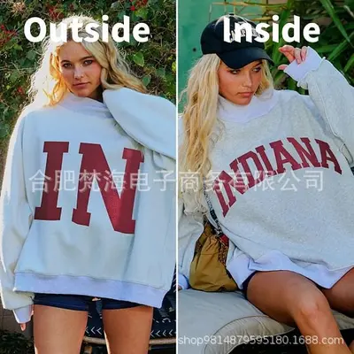 Reverse-Wear Fake Collar Sweatshirt, Heat Transfer Print, Custom College Team Design