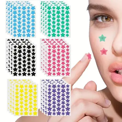 Star-Shaped Hydrocolloid Acne Concealer Patch, Colorful, with Essential Oil