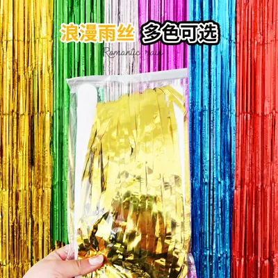 1x2 m Shiny Gold Tassel Party Backdrop Rain Curtain