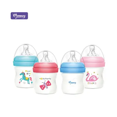 Momeasy производитель прямые поставки детская бутылочка для кормления из PP с широким горлышком в форме сердца, имитация грудного вскармливания, антиколиковая бутылочка для кормления