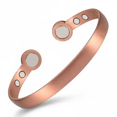 Antique copper bracelet, open design, magnetic adjustable - 8