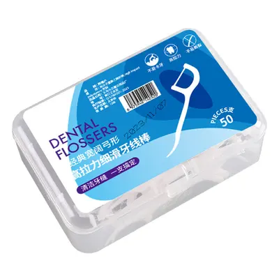 Portable Dental Floss 50-Piece Box Manufacturer Tooth Cleaning Home Toothpick Ultra-Fine Wholesale Dental Floss Sticks Safe for Gums