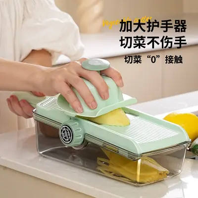 Potato slicer with adjustable grater and storage box