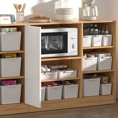 Rectangular plastic storage basket for desktop organization - 4