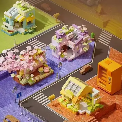 Lego-Compatible Mini Sunshine Garden Fairy Tale Town Building Block Set for Children - 3