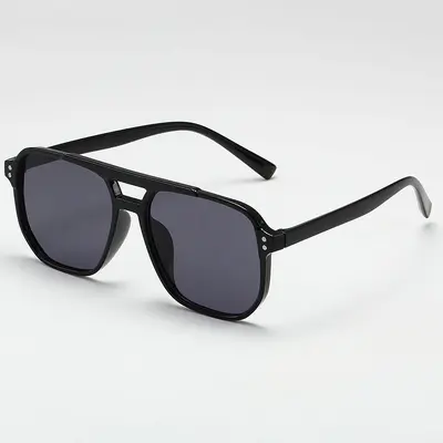 Retro-Sonnenbrille mit Doppelsteg und großem Rahmen - 8