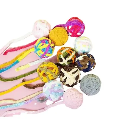 Cat Teaser Wand Toy with Yarn Ball and Bell, Bite and Scratch Resistant