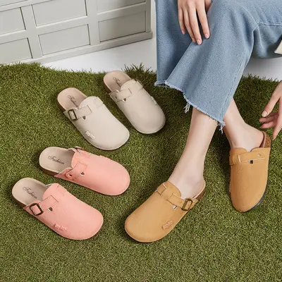 Производитель напрямую 2025 Тапочки-полутапочки унисекс в стиле Birkenstock с пробковой подошвой и закрытым носком для мужчин и женщин, нескользящие женские туфли в стиле Birkenstock