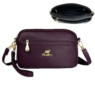 Women's Soft Leather Crossbody Bag Multi-Layer Mom Bag - 9