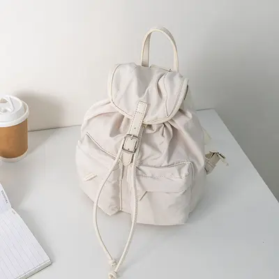 Women's Lightweight Nylon Backpack with Drawstring Closure - 3