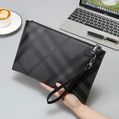 Men's Hand Bag, Checkerboard Diagonal Pattern, Multifunctional Clutch