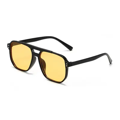 Square Frame Sunglasses, Anti-UV Women's, Retro Double-Bridge Pilot Style - 9