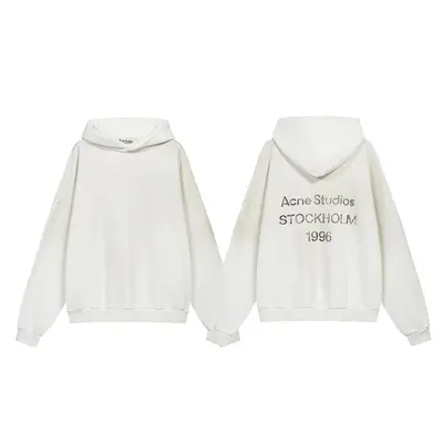American Style Washed Distressed Hoodie with AC1996 Letter Print, Loose Fit
