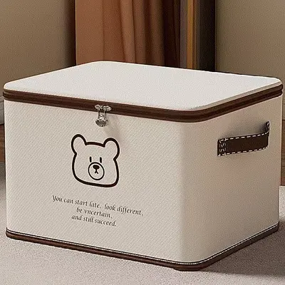 Beige Bär Aufbewahrungsbox, faltbar, großes Fassungsvermögen - 7