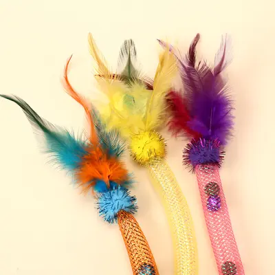Cat Chew Bungee Rope Toy with Catnip and Feather Teaser - 3