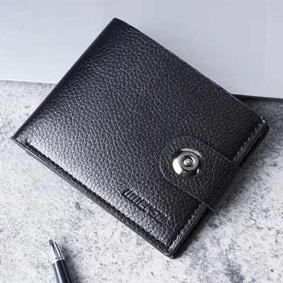 Men's Leather Wallet with Magnetic Clasp, Zipper and Driver's License Slot - 7