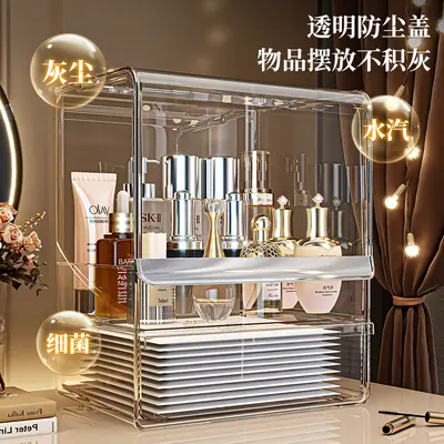 化妆品收纳盒桌面防尘梳妆台护肤品口红置物架透明收纳盒亚克力