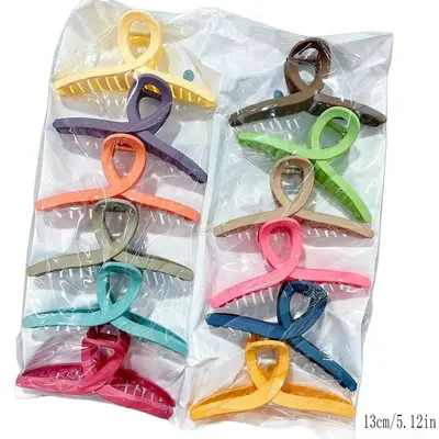 Women's Cross-Border Rubber Paint Large Grip Hair Clip High Volume Back of Head Bun Hair Shark Clip Two Yuan Clearance Hair Accessory Set - 11
