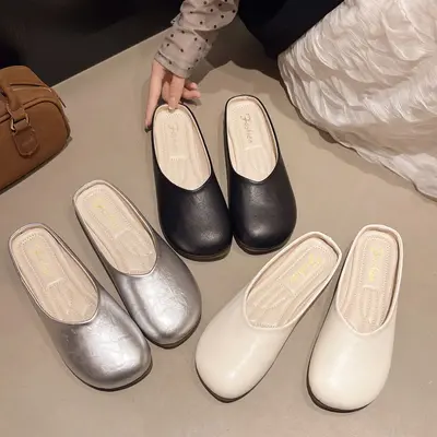 Plus Size Closed-Toe Mule Slippers for Women, Flat Sole - 5
