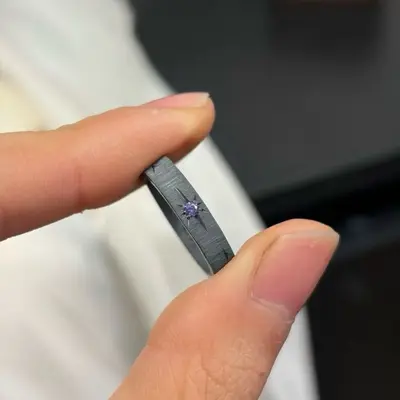 古着六芒星拉丝情侣戒指男女对戒小众设计气质高级对戒 - 6