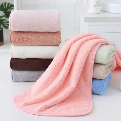 Mercan kadife banyo havlu seti, hızlı kuruyan, ekstra kalın - 5