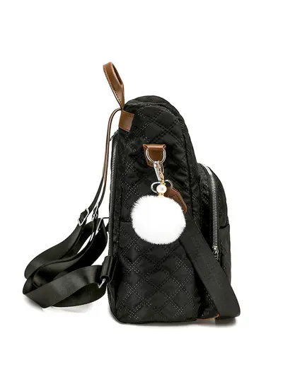 Women's Diamond-Quilted Embroidered Backpack, Anti-Theft, Large Capacity - 4