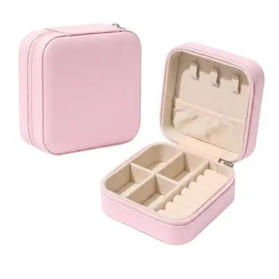 Portable Zippered Jewelry Box Earring Ring Packaging Ornament Box Luxury Travel Jewelry Storage Box In Stock