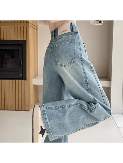 Women's Wide-Leg Jeans, High Waist, Loose Fit - 1