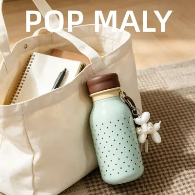 POP MALY Термокружка с принтом в горошек для женщин, двойная крышка для напитков, стильная студенческая кружка, портативная бутылка для воды, новинка - 3