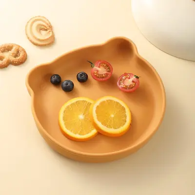 Baby Silicone Dinner Plate and Bowl Set with Bear Design and Spoon - 7