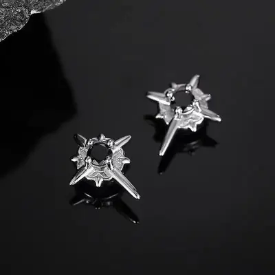 Gümüş iğne küpe, unisex, trend, yüksek kalite - 10
