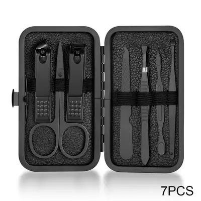 Cross-Border Nagelknipser-Set, schwarz, 18-teilig, sofort lieferbar, Edelstahl-Komplettset mit Maniküre- und Nagelschneidewerkzeugen, Nagelknipser. - 7
