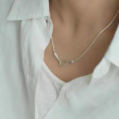 S925-Sterlingsilber-Glücksbringer-Halskette, kurze Kette - 4